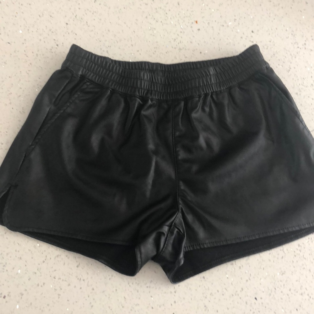 H &M leather shorts